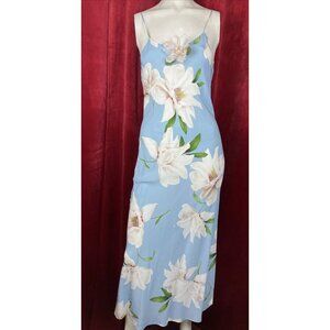 2 Rodarte Silk Bias Cut Maxi Slip Dress Gardenia Print Baby Blue